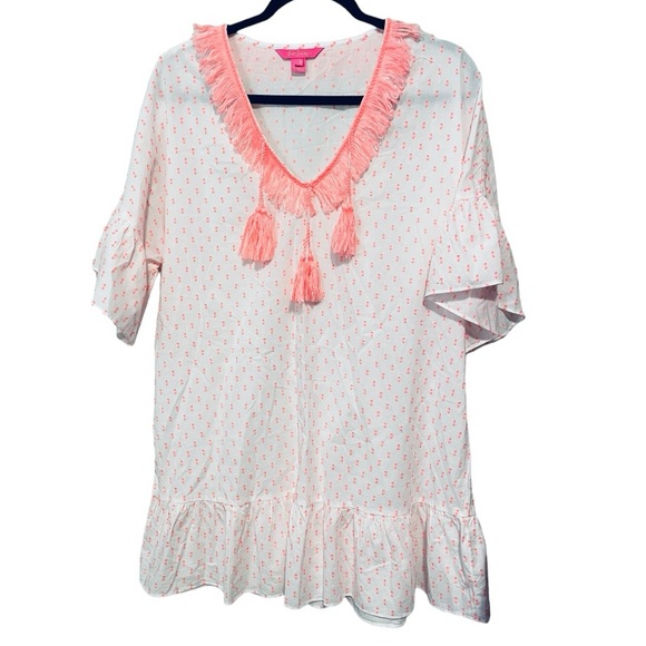 Lilly Pulitzer Kipper Coverup cover up tunic, swim, size small medium neon pink - Picture 3 of 8